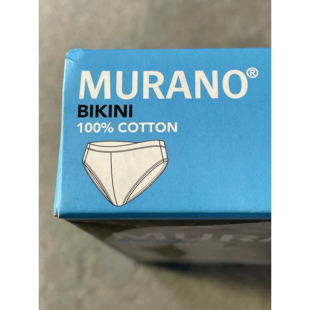 Murano Bikini Briefs‎ 3 Pack Mens Medium 32-34 White 100% Cotton Tagless